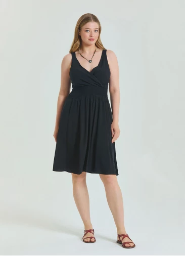 V Neck Robe Black Plus Size Dress 4587